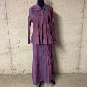 Designer skirt and top.  Color is a chameleon purple mauve blue.